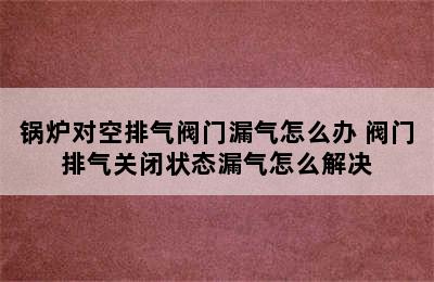 锅炉对空排气阀门漏气怎么办 阀门排气关闭状态漏气怎么解决